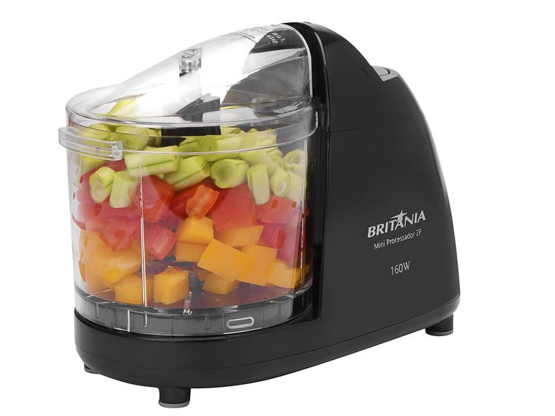 Mini Processador de Alimentos Britânia Preto 2P 160W Mini Processador de Alimentos Britânia Preto 2P 160W