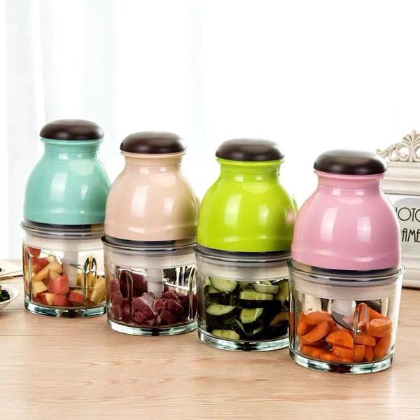 Imagem de Mini Processador de Alimentos Elétrico 600ml Cortador Triturador Legumes Frutas Verde ou Rosa