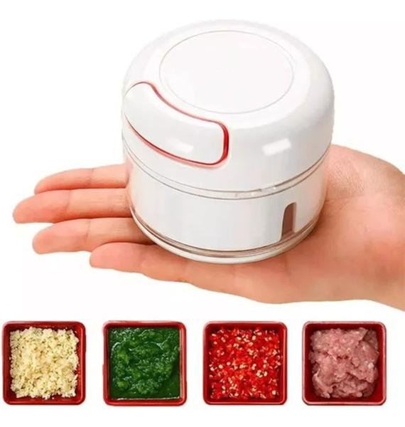 Imagem de Mini Processador Manual Triturador Picador de Alimentos 2 Lâminas para Alho Legumes Tempero Pimenta Cebola