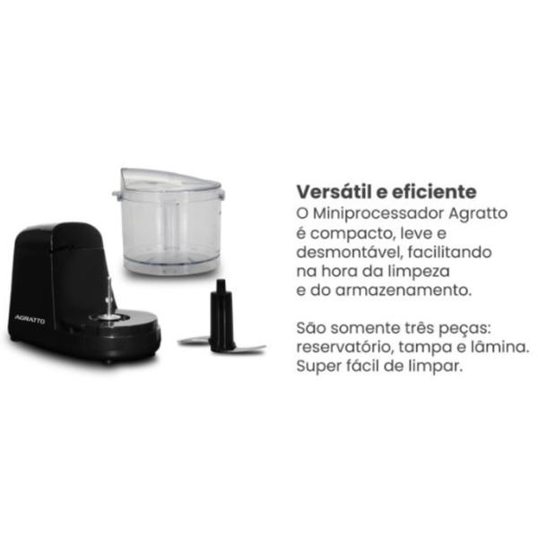 Imagem de Mini Processador Preto 350ML 100W 220V AMPR01I - 02 Agratto 15739