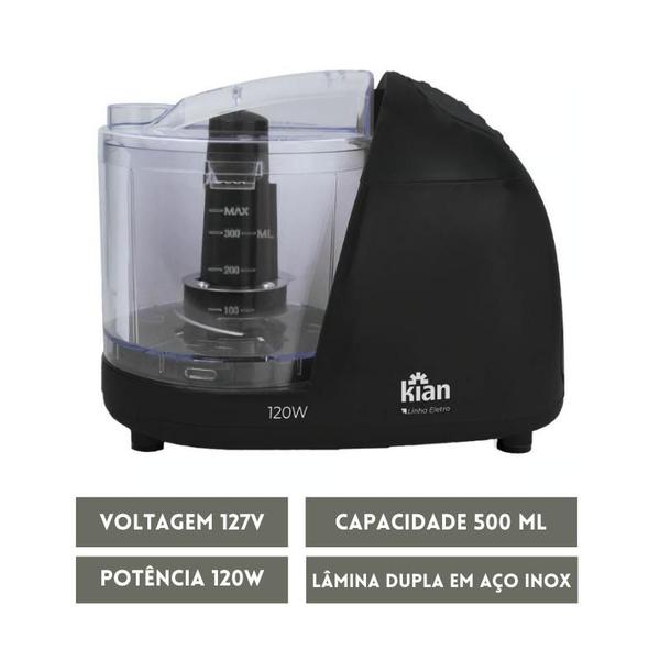 Imagem de Mini Processador Triturador de Alimentos 120W 127V 500ml Kian