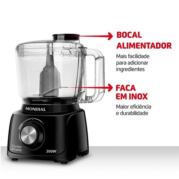 Imagem de Mini Processador Turbo Pratic 300w 127v Mp-16-b Mondial