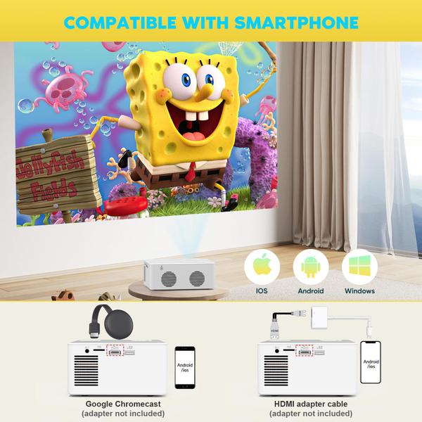 Imagem de Mini projetor Bluetooth PURSHE Full HD 1080P iOS Android