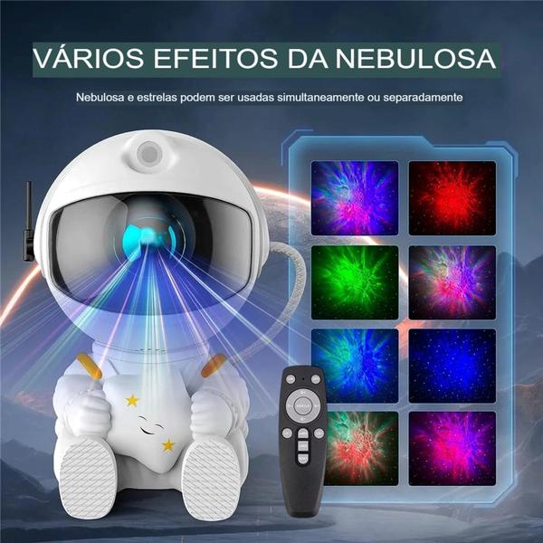 Imagem de Mini Projetor De Luz Noturna Astronauta Com Galáxia Decorativa Girando Divertido LK128