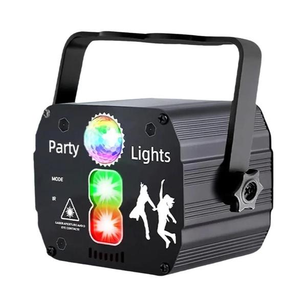 Imagem de Mini Projetor de Luz RGB DJ Laser - Recarregável via USB com Efeitos de Som e Strobo