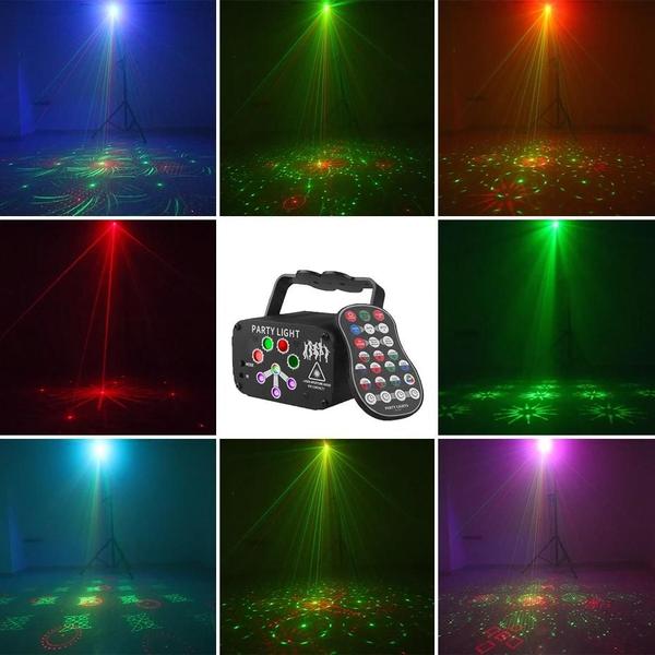 Imagem de Mini Projetor de Luz RGB DJ Laser - Recarregável via USB com Efeitos de Som e Strobo