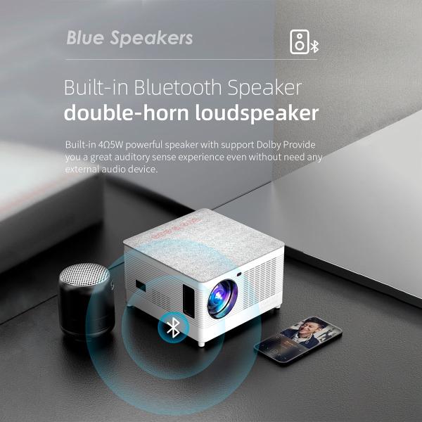 Imagem de Mini Projetor LCD LED 4000 Lumens Full HD 1920X1080p Multimídia 5G WiFi Bluetooth Home Theater HDMI