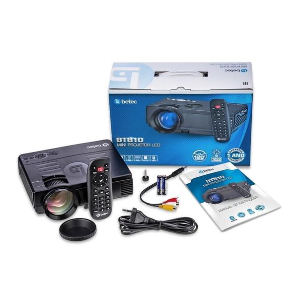 Mini Projetor Led Portatil Betec Bt810 Bluetooth 1200 Lumens - Betec Brasil Imagem de Mini Projetor Led Portatil Betec Bt810 Bluetooth 1200 Lumens