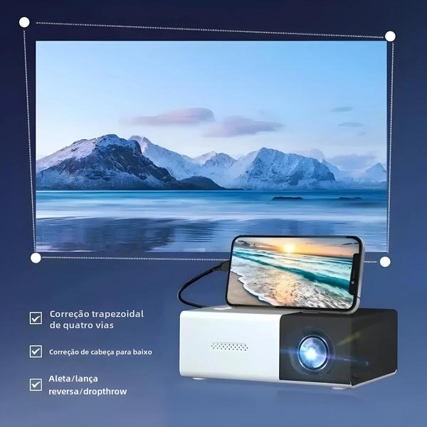 Imagem de Mini Projetor LED Portátil HD 320x240p - HDMI, USB, TF - Smart Home Theater