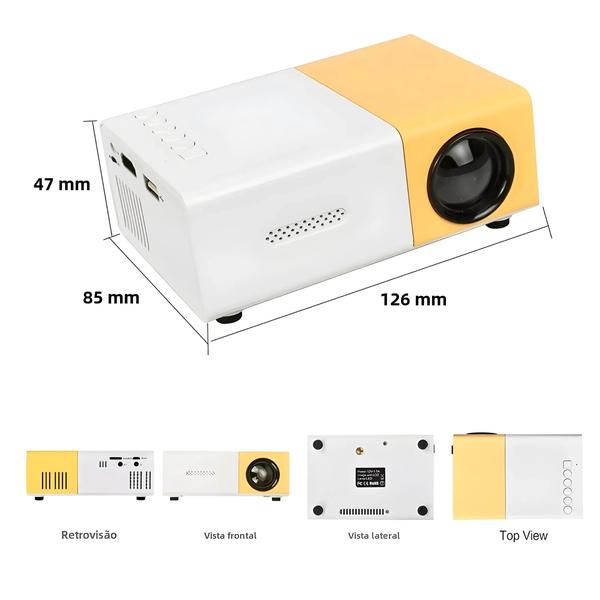 Imagem de Mini Projetor LED YG300 - 1000 Lumens, 320x240P, HDMI e USB