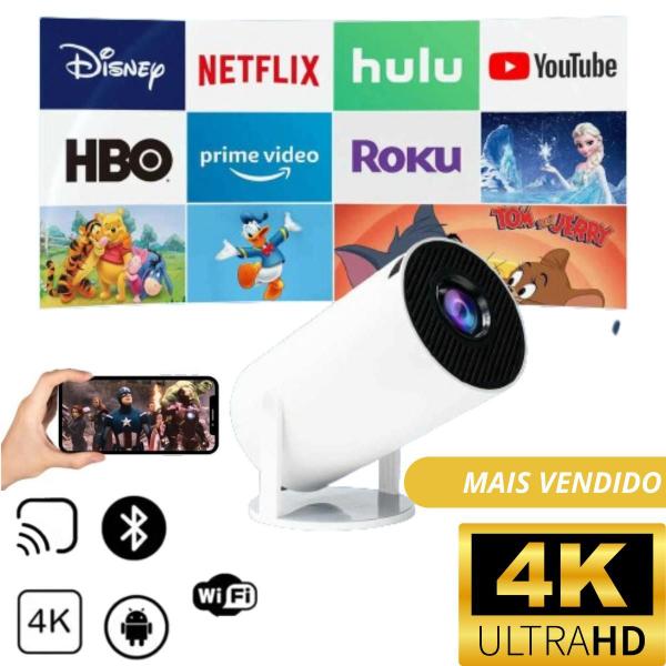 Imagem de Mini Projetor Portátil 4k Android Full Hd Smart Wifi Cinema leve e compacto