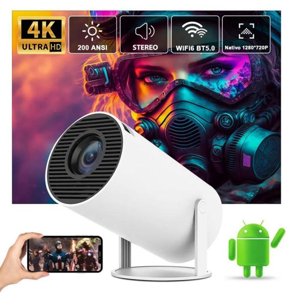 Imagem de Mini Projetor Portátil 4k Android Full Hd Smart Wifi Cinema projeção prática