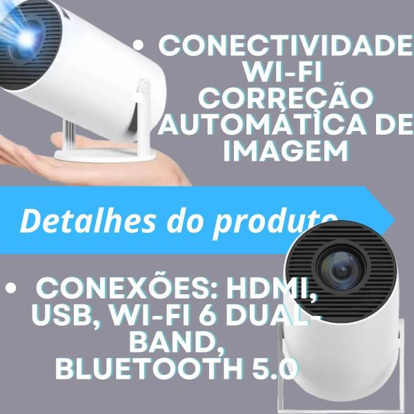 Imagem de Mini Projetor Wifi Suporta 4K 1080P Android 11 Portátil/Fixo