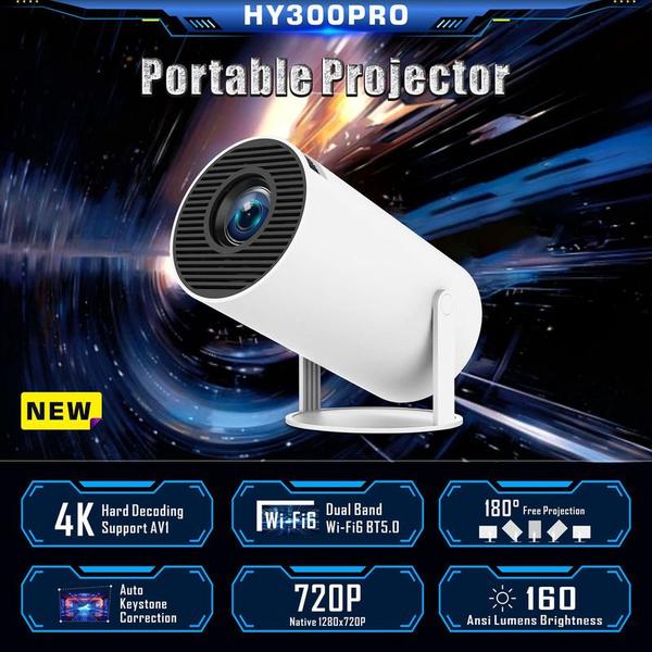 Imagem de Mini projetor Y300pro HD com resolução 4K 720p 160 lúmens