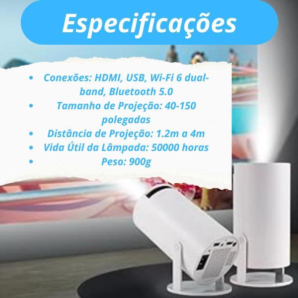 Imagem de Mini Projetores Hy300 Branco 110V/220V 4K Conecta Celular