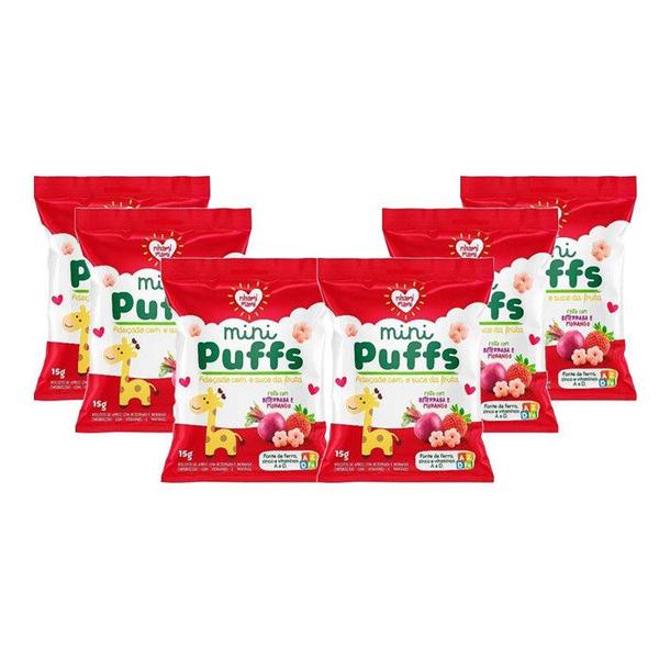 Imagem de MINI PUFFS BETERRABA E MORANGO 24x15g - NHAMI MAMI 