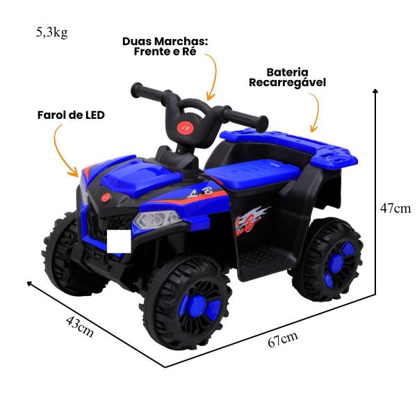 Imagem de Mini Quadriciclo Elétrico Infantil ATV 6v Bivolt Azul Zippy Toys