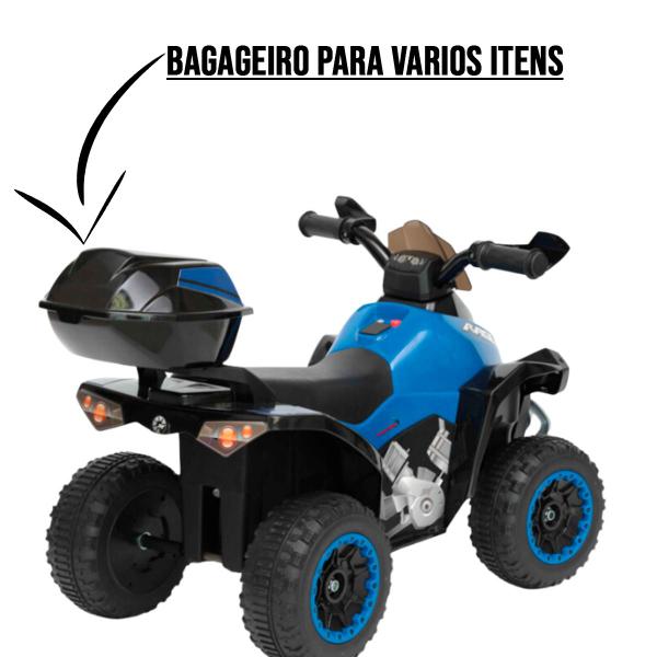 Imagem de  Mini Quadriciclo Elétrico Infantil Azul Para Crianças de 2 a 5 anos Brinquedo Com Carregador 110v/220v Com Luz e Som Moto Cross