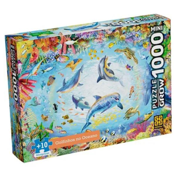 Mini Quebra-cabeça 1000 peças Golfinhos no Oceano - Grow Imagem de Mini Quebra-cabeça 1000 peças Golfinhos no Oceano - Grow