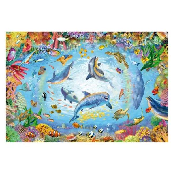 Mini Quebra-cabeça 1000 peças Golfinhos no Oceano - Grow Imagem de Mini Quebra-cabeça 1000 peças Golfinhos no Oceano - Grow