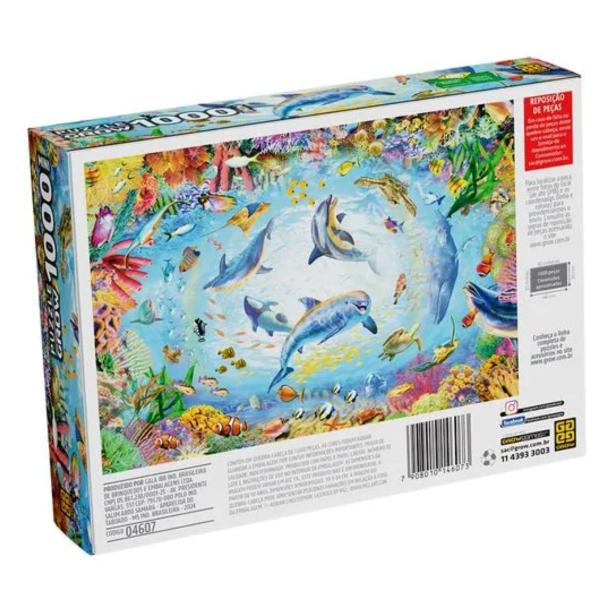 Mini Quebra-cabeça 1000 peças Golfinhos no Oceano - Grow Imagem de Mini Quebra-cabeça 1000 peças Golfinhos no Oceano - Grow