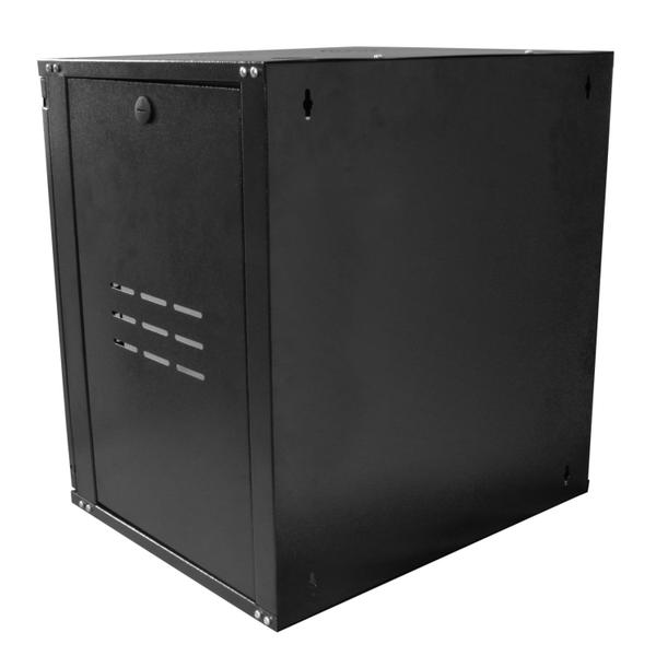 Imagem de Mini Rack 12Ux370mm de Parede Para Servidor Data Center Padrão 19'' Armário Gabinete Para Cabeamento Estruturado e CFTV Preto - Pier Telecom