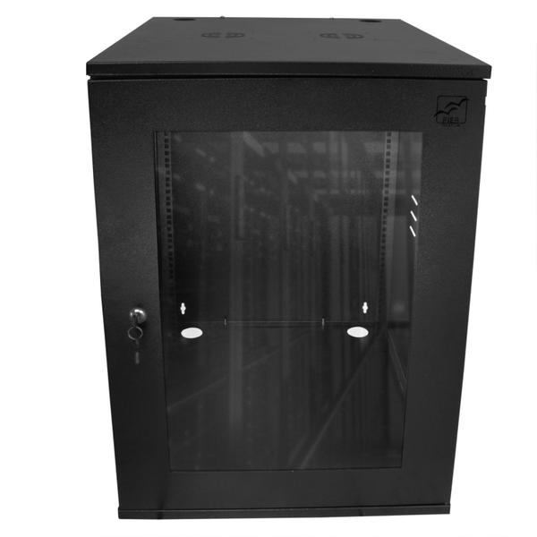 Imagem de Mini Rack 16Ux470mm de Parede Para Servidor Data Center Padrão 19'' Armário Gabinete Para Cabeamento Estruturado e CFTV Preto - Pier Telecom