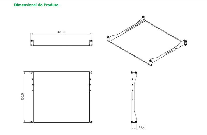 Imagem de Mini Rack 5u Desmontável Intelbras Organizador Padrão 19 Cftv Rede Lan e 2 Bandejas 250mm