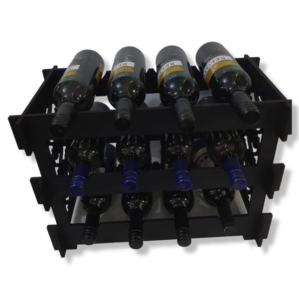 Imagem de Mini Rack Adega Porta Vinho Espumante Garrafa Preto Balcão