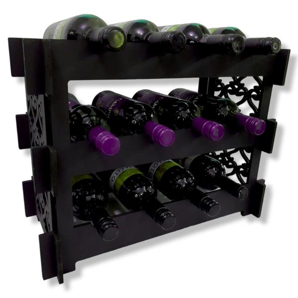 Imagem de Mini Rack Adega Porta Vinho Espumante Garrafa Preto Balcão