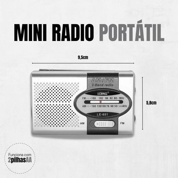 Imagem de Mini rádio AM/FM de bolso com antena e fone portátil - Lelong