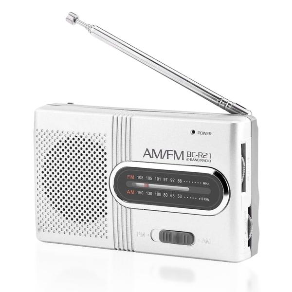 Imagem de Mini rádio AM FM portátil Yoidesu BC-R21 com Boombox Silver