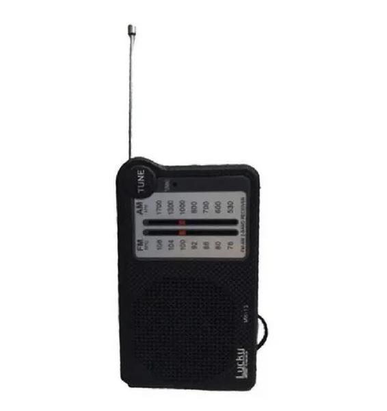 Imagem de Mini Radio Portatil Am Fm De Bolso Preto Lucky Mk13 Viagem Musicas Com Entrada de Fone de Ouvido