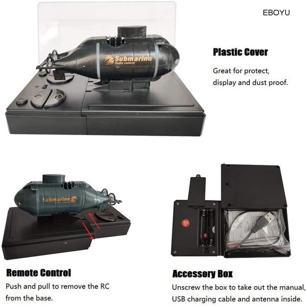 Mini RC Submarine Speed Boat Controle Remoto Drone Pigboat - SANLIN BEANS Imagem de Mini RC Submarine Speed Boat Controle Remoto Drone Pigboat