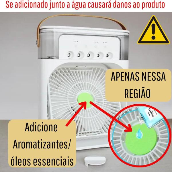 Imagem de Mini Refrigerador De Ar Portátil Ventilador Umidificador Climatizador De Ar Com Leds Reservatorio Para Aromatizante Agua E Gelo