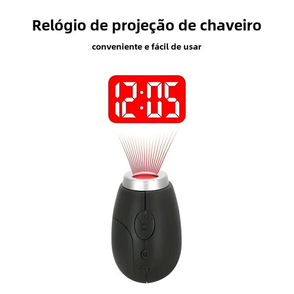 Imagem de Mini Relógio de Projeção Portátil com Display LED Digital - Despertador Oval em Plástico