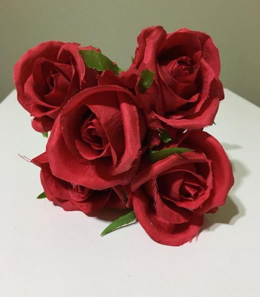 Imagem de Mini rosa flor artificial em tecido 5 unidades