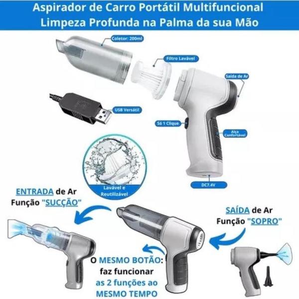 Imagem de Mini Soprador Aspirador: Eficiência Compacta Recarregável