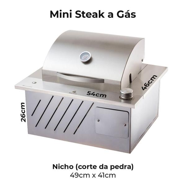 Imagem de Mini Steak Churrasqueira Gás Embutir Em Inox 304 Tampa