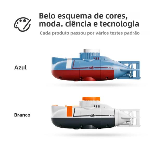 Imagem de Mini Submarino RC para Crianças - À Prova D'Água - 0,1 m/s de Velocidade