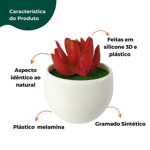 Imagem de Mini Suculenta Artificial em Vaso de Plástico Redondo