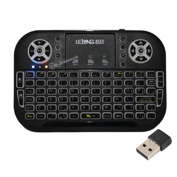 Imagem de Mini Teclado Bluetooth Receptor USB 2.4g Sem Fio Com Luz DE Fundo LE7704