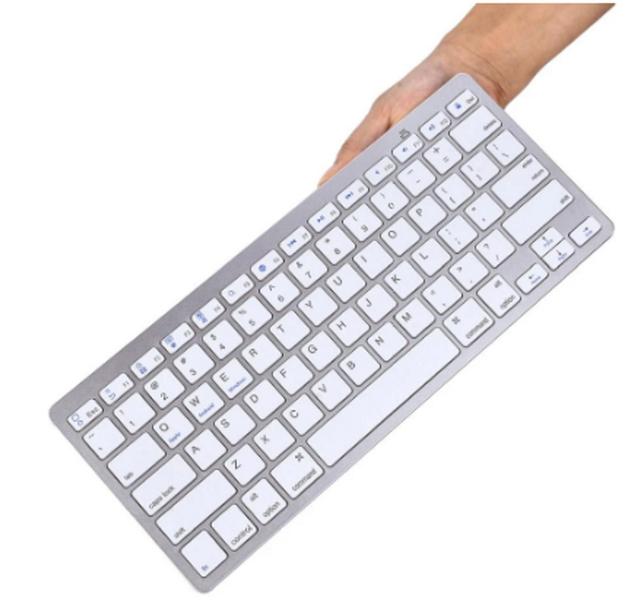 Imagem de Mini Teclado Bluetooth Sem Fio para Tablet PC e Celular Prata/Branco