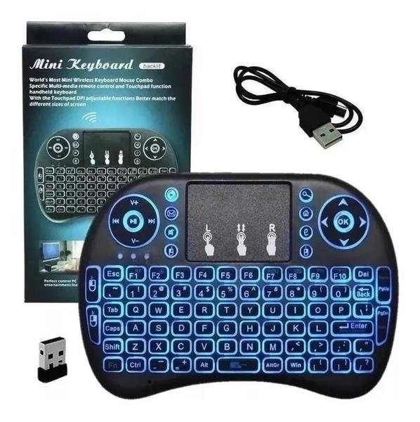 Imagem de Mini Teclado Controle Função Toutch Sem Fio Led Pc Smart