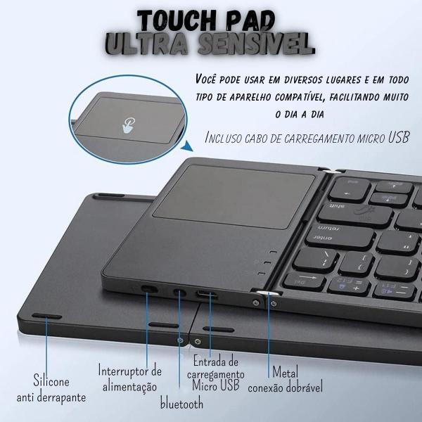 Imagem de Mini Teclado Dobrável Bluetooth Para Notebook Celular Tablet