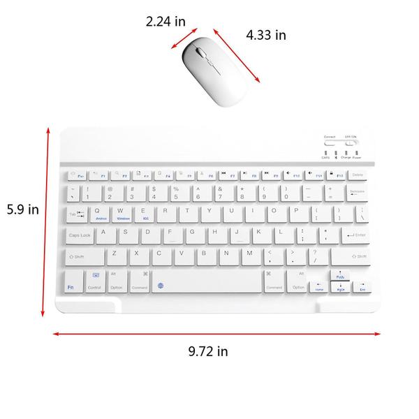 Imagem de Mini Teclado e Mouse Sem Fio Portátil Bluetooth - Compatível com Android, Windows e Tablets