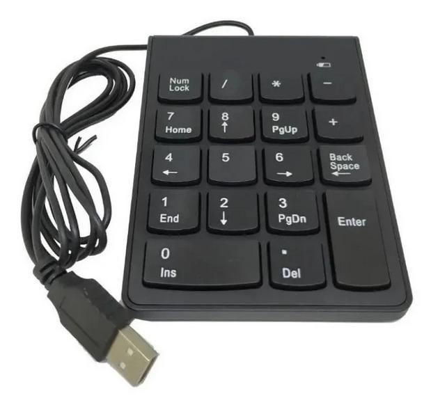 Imagem de Mini Teclado Numérico Usb Com Fio Calculadora Pc Notebook Cor de teclado Preto