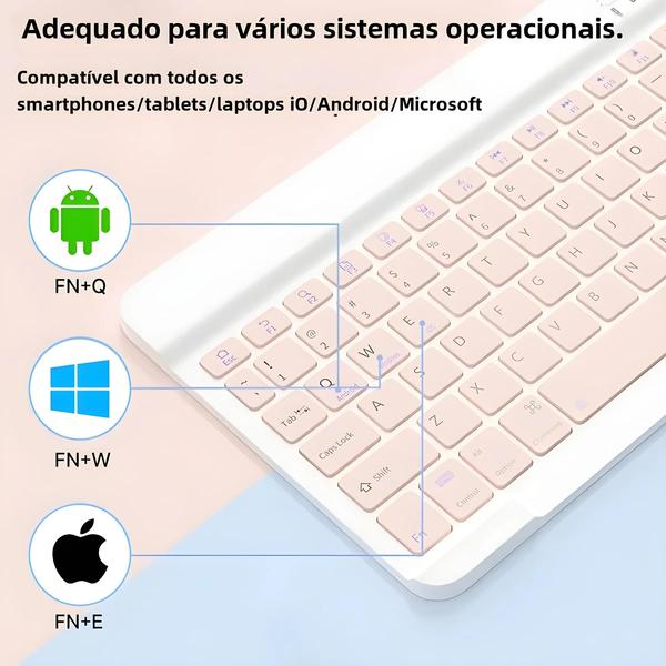 Imagem de Mini Teclado Sem Fio Bluetooth Portátil - Compatível com iPad, iPhone, Tablets Android, iOS e Windows