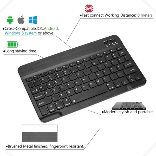 Imagem de Mini Teclado Sem Fio E Mouse Wireless Compacto Premium KP-TE127 - Preto