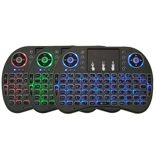 Imagem de Mini Teclado Sem Fio RGB Portátil - Compatível com Android, Smart TV Box, PC e Laptop